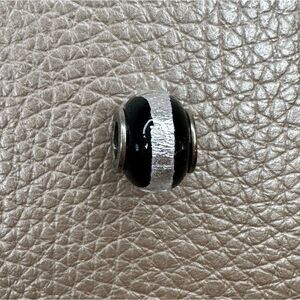 Helzberg Diamonds - Black and Silver Foil Stripe Glass Charm